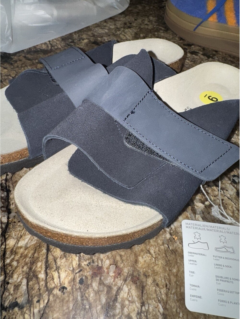 New Birkenstock Kyoto Midnight Navy Suede Slide Sandals Men EU 40 Regular NWOB